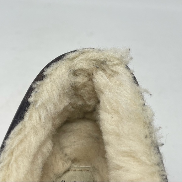 UGG Ascot Slippers Mens 8 Brown Leather Sheepskin Slip On Fur Lined Moccasion - Picture 12 of 15